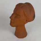 Geboetseerde Terracotta Buste - Groot Formaat - 1960'S thumbnail 3