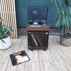 Vintage Saba Platenkastje Audiomeubel Wielen Platenrek Lp'S thumbnail 2