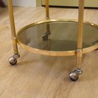 Vintage Barcart Serveerwagen Trolley Bijzettafel Messing thumbnail 15
