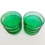 Set Smaragd Groene Glazen Arcoroc Schaaltjes 1960’s thumbnail 8