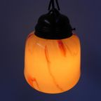 Art Deco Hanglamp Met Gemarmerde Glazen Kap thumbnail 14