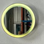 Vintage Ronde Houten Wandspiegel Met Verlichting, Xl, 1970's thumbnail 10