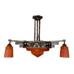 Art Deco Hanglamp Met Glazen Schaal En 3 Kelkjes, Jaren 30 thumbnail 23