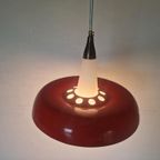 Vintage Opaline Design Hanglamp Rood Wit thumbnail 13