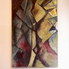 Olieverf Op Doek, Abstracte Kunst 1970 thumbnail 2