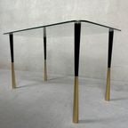 Vintage Bijzettafel Glas En Metaal thumbnail 4