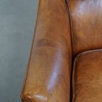 Comfortabele En Stijlvolle Vintage Fauteuil/ Armchair Gemaakt Van Schapenleer thumbnail 17