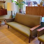 Vintage Loungeset Bank & 2 Fauteuils Fauteuil Bankstel Stoel Groen Meubelset Meubels thumbnail 10