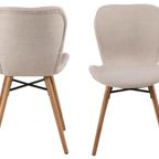 Eetkamerstoel Pescara - Set Van 2 - Creme Met Houten Poten thumbnail 4