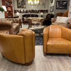 2 X Stoere Industriële Tubchairs / Fauteuils Aviator In Hand Gepatineerd Camel Ru thumbnail 2