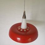 Vintage Opaline Design Hanglamp Rood Wit thumbnail 11