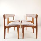 Vintage Houten Stoelen Licht Roze Ribstof Gerestaureerd thumbnail 2