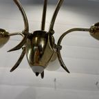 Vintage Sputnik Lamp, 4 Messing Armen En Melkglazen Kappen. - M29 thumbnail 5