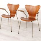 2 Vintage Vlinderstoelen Van Arne Jacobsen Voor Fritz Hansen Model 3207 Teak thumbnail 3