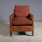 Vintage Lederen Fauteuil – Metalen Nagels – Stoffen Kussens thumbnail 9
