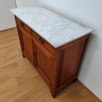 Vintage Frans Dressoir Commode, Ladekast Badkamermeubel Met Marmer Blad 110 thumbnail 13