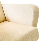 Vintage Linnen Fauteuil Beige thumbnail 9