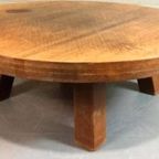 Vintage Massief Eiken Wabi Sabi Brutalist Salontafel, Rond thumbnail 6