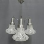 Vintage Hanglamp Met 3 Gewolkte Glazen Kappen thumbnail 2