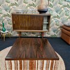Verrijdbare Vintage Salontafel Palissander Chroom Wieltjes thumbnail 9