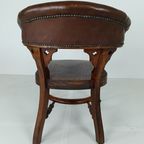 Victoriaanse Mahoniehouten Leren Bureaustoel thumbnail 8