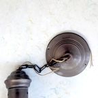 Oude Hanglamp Jaren 20 – Glazen Kap - Koperen Houder - (pf46) thumbnail 8