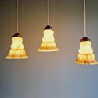 Lot De 5 Suspensions Art Déco En Opaline Marbrée Jaune, 1920-30 thumbnail 13