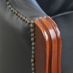 Klassieke En Luxe Zwarte Rundleren Bureaustoel In Engelse Stijl, Op Wieltjes thumbnail 10