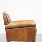 Comfortabele, Karaktervolle Fauteuil/Armchair Gemaakt Van Schapenleer Met Een Leuk Design thumbnail 4