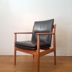 Vintage Arne Vodder 341 Fauteuil In Teak En Leer thumbnail 12