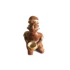 Vintage Precolumbiaanse Beeld Man Maya/Inca/ Azteken Aardewerk, Oud thumbnail 3