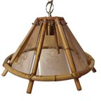 Vintage Bamboe Hanglamp Met Decoratief Glas Uit De Jaren 70 thumbnail 2