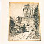 Martin Van Waning - (1889 - 1972) - Ets - Poortje - "Poortje Te Rottenburg" - 1E Helft 20E Eeuw thumbnail 2