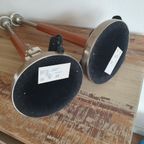 Design - Tafellampen - Kastlampen - Bedlampen - Rvs En Teak. thumbnail 4