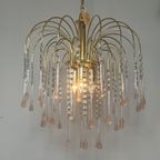 Xl Vintage Roze Murano Kroonluchter Hanglamp Kristallen Pegels thumbnail 5