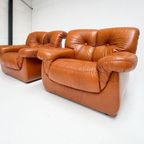 Cognackleurige Lederen Pellerossi Fauteuil, 1960’s thumbnail 3