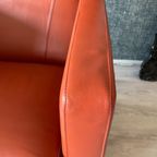 2X Leolux Dolcinea Fauteuil + Hocker | Roodbruin/Cognac Leer thumbnail 3