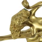 Art Deco Stijl Beeld Elegante Naakte Vrouw Massief Messing thumbnail 7