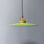 Groen Emaille Hanglamp Met Messing Armatuur thumbnail 2