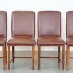 Set Van 4 Luxe En Comfortabele Cognac-kleurige Engelse Stijl Eetkamerstoelen thumbnail 11