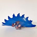 Vintage Glazen Schaal Glas Kunst Mondgeblazen Schelp Schaal thumbnail 7