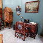 Antiek Palissander Bureau Met Ingelegd Marmer En Bijpassende thumbnail 20