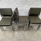 6x Midcentury Stoel Met Chromen Frame En (leger)groene Skai thumbnail 8