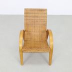 Zeldzame Vintage Fauteuil Riet Hout, 1960s thumbnail 6