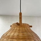 Prachtige Vintage Japandi Lamp Rotan Met Koper thumbnail 3