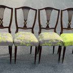 4 Antieke Stoelen Art Deco Groen Kleurrijk thumbnail 8