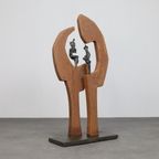 Contemporary Stone & Metal Sculpture With Bronze Figures thumbnail 5