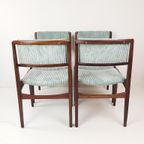 4 Vintage Stoelen Licht Blauwe Rib Nieuwe Stof | Gestoffeerd thumbnail 4