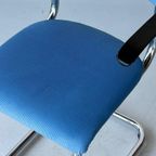 Tubax Eetkamerstoel Vintage Sledestoel Buisframe Stoel Blauw thumbnail 4