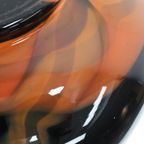 Grote Vintage Vaas Glas Zwart Oranje thumbnail 5